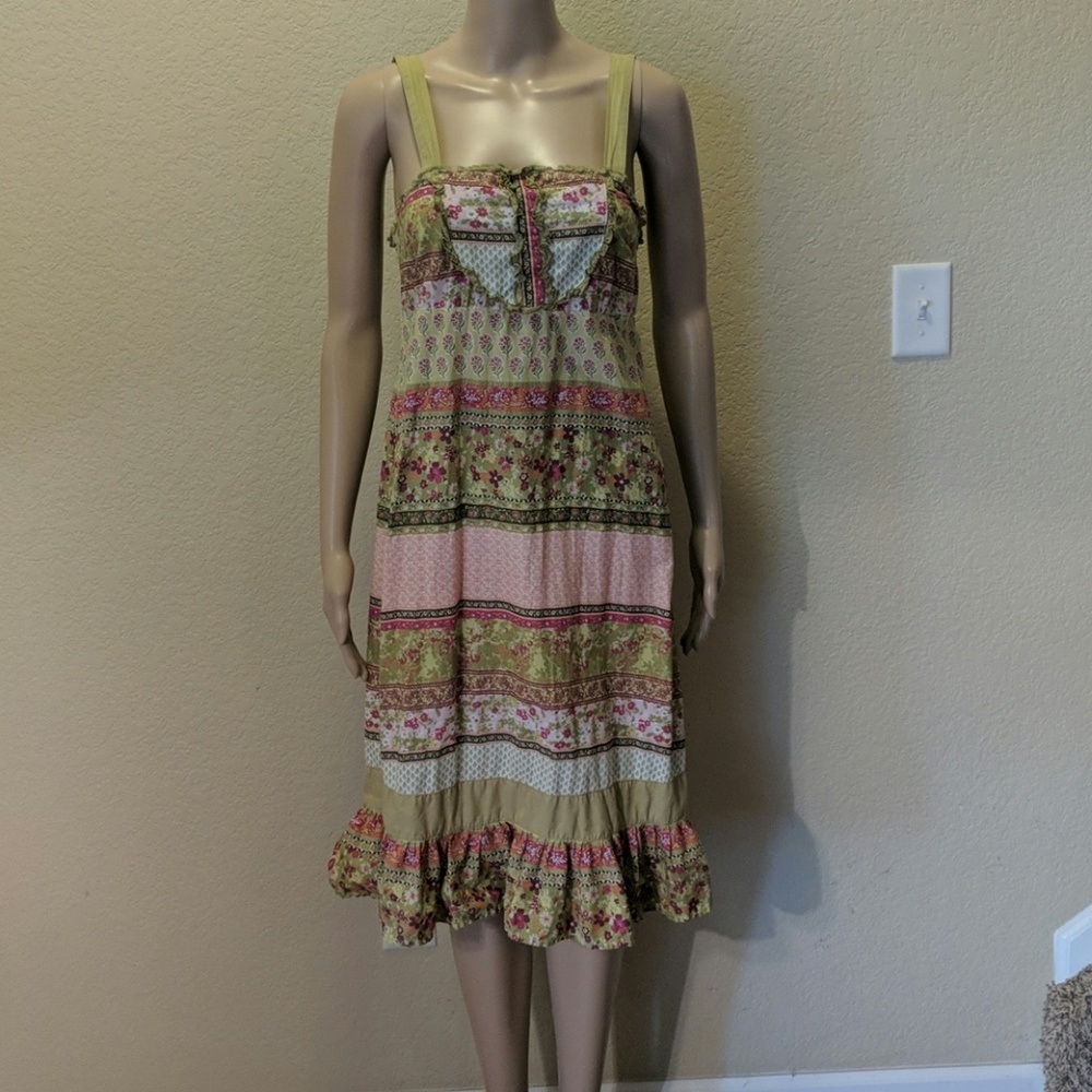 Hippie Patchwork Sundress with Smocked Back